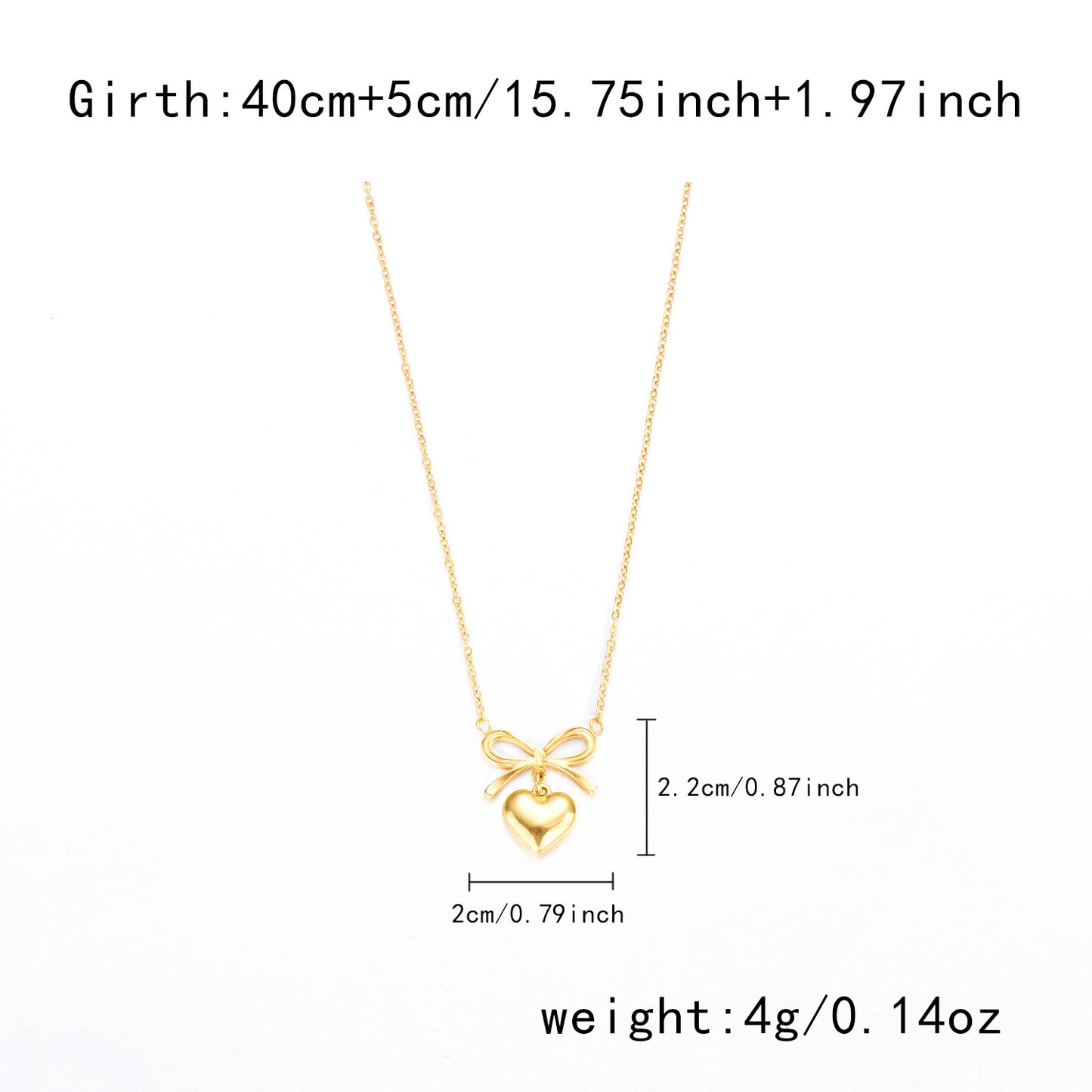 Cute Bowknot Love Stainless Steel Necklace Fashion Jewelry
