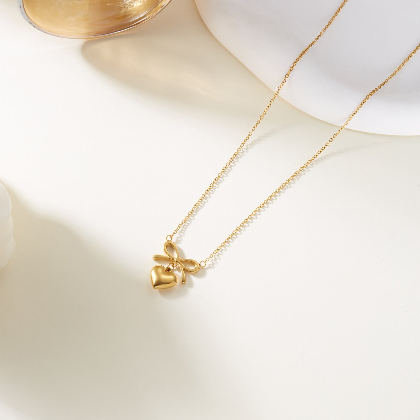 Cute Bowknot Love Stainless Steel Necklace Fashion Jewelry