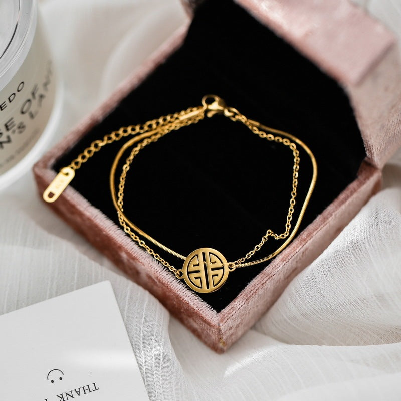 Temperament Lucky Double Blessing Bracelet Women