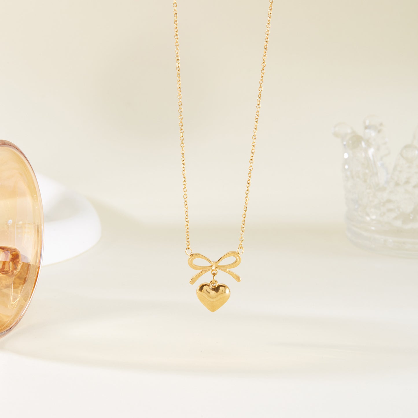 Cute Bowknot Love Stainless Steel Necklace Fashion Jewelry