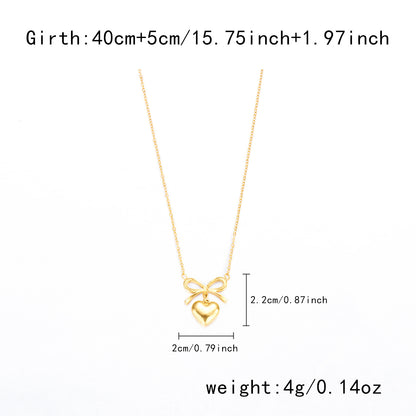Cute Bowknot Love Stainless Steel Necklace Fashion Jewelry