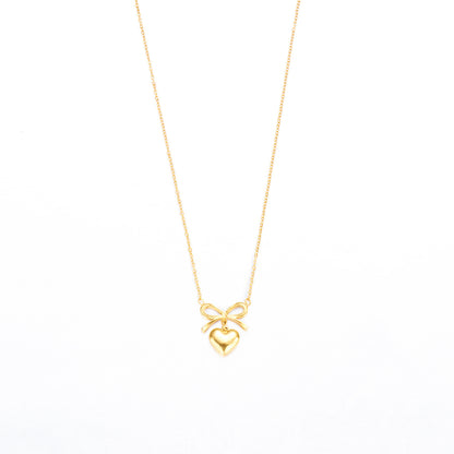 Cute Bowknot Love Stainless Steel Necklace Fashion Jewelry